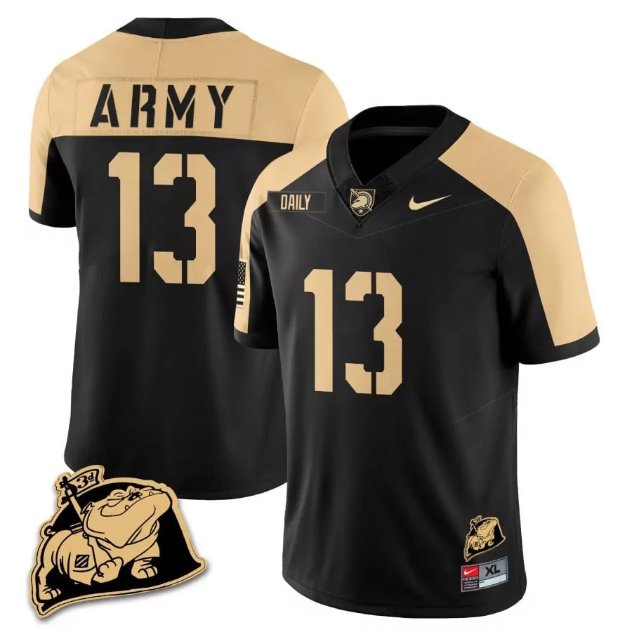 Bryson Daily 13 Army Jersey Black USA Flag Men Gold Alternate All Stitched