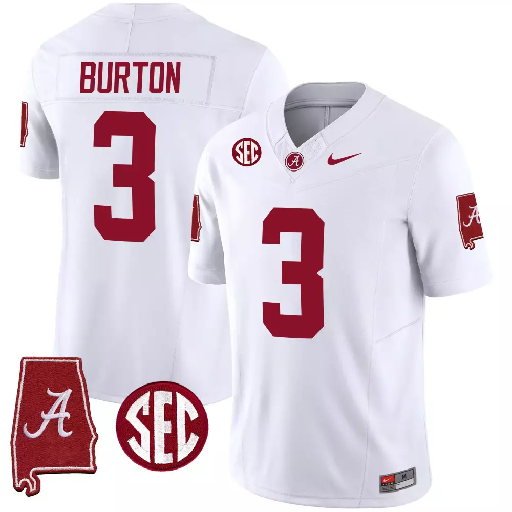 Jermaine Burton 3 Jersey White Alabama Crimson Tide Men Vapor Limited All Stitched