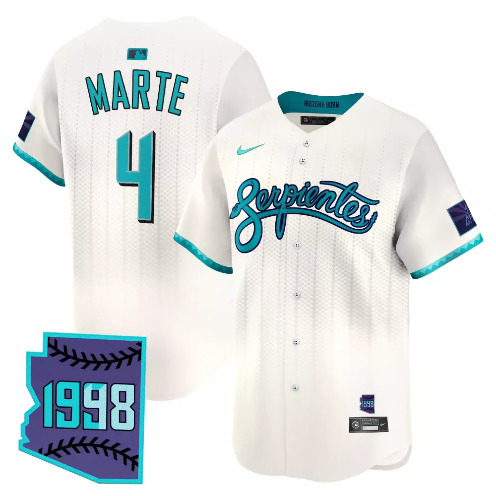 Marte 4 Serpientes Jersey White Arizona Born Alternate Teal Purple Vapor Stitched