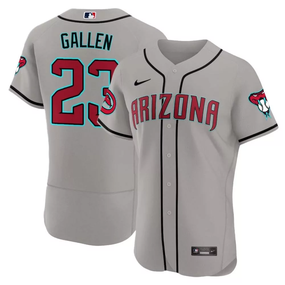 Zac Gallen 23 Jersey Gray Arizona Diamondbacks Men Red Black Flex Base All Stitched