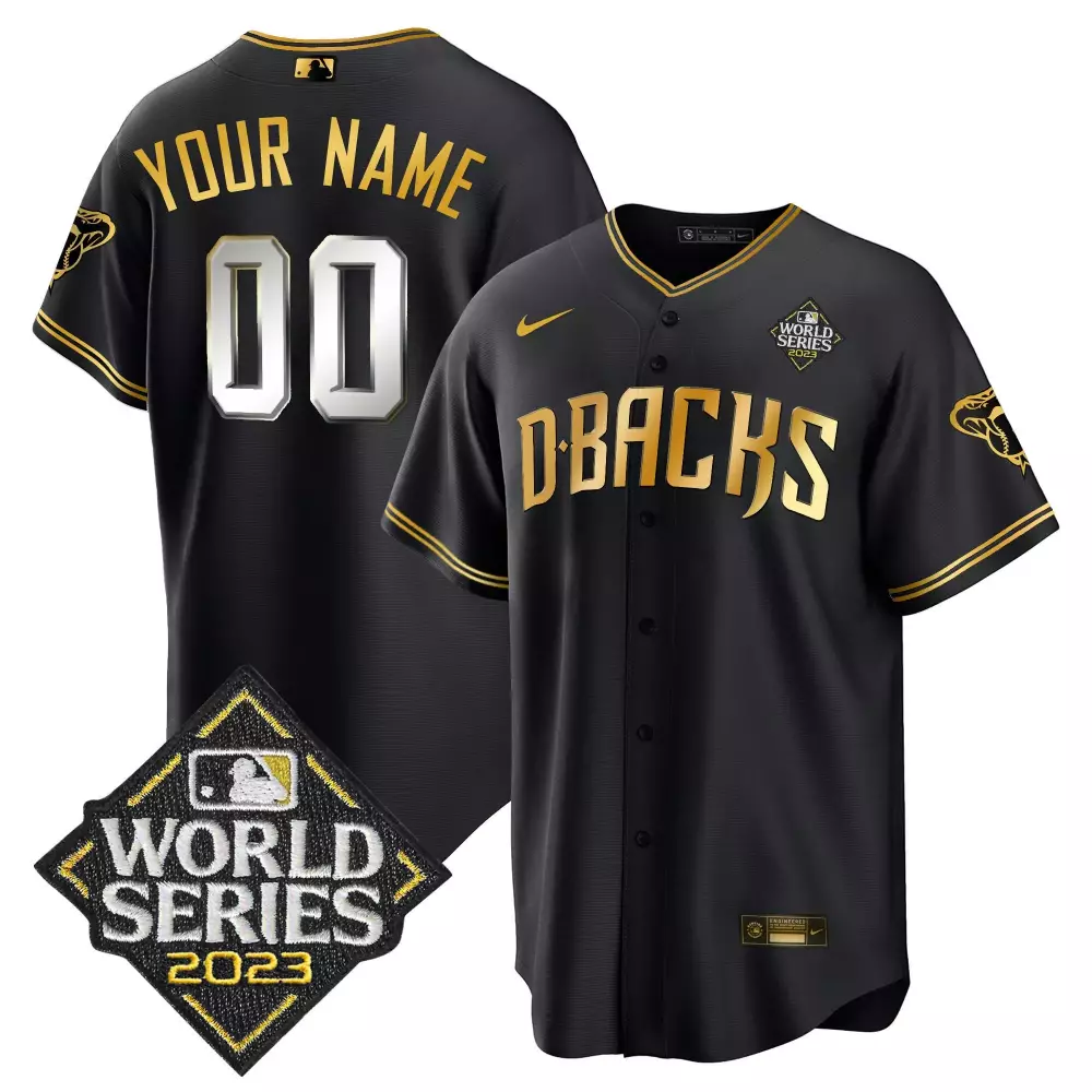 Custom Arizona Diamondbacks Jersey Black 2023 World Series Men Gold Limited Cool