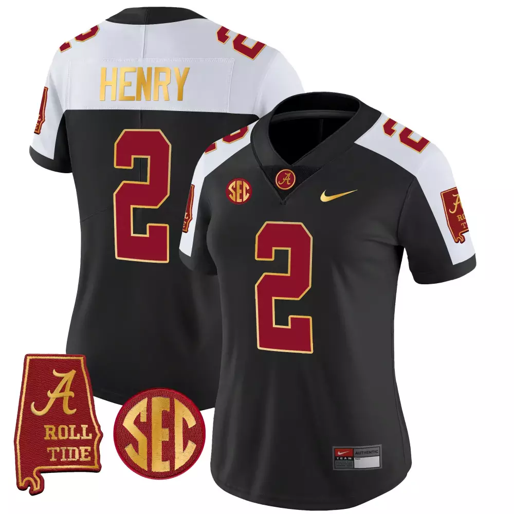 Derrick Henry 2 Jersey Black Alabama Crimson Tide 'a' Roll Men White Red Alternate