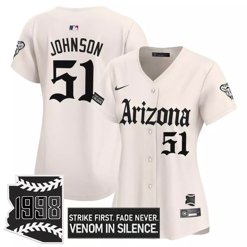 Randy Johnson 51 Jersey Cream 1998 Throwback Arizona Diamondbacks Men Black Vapor