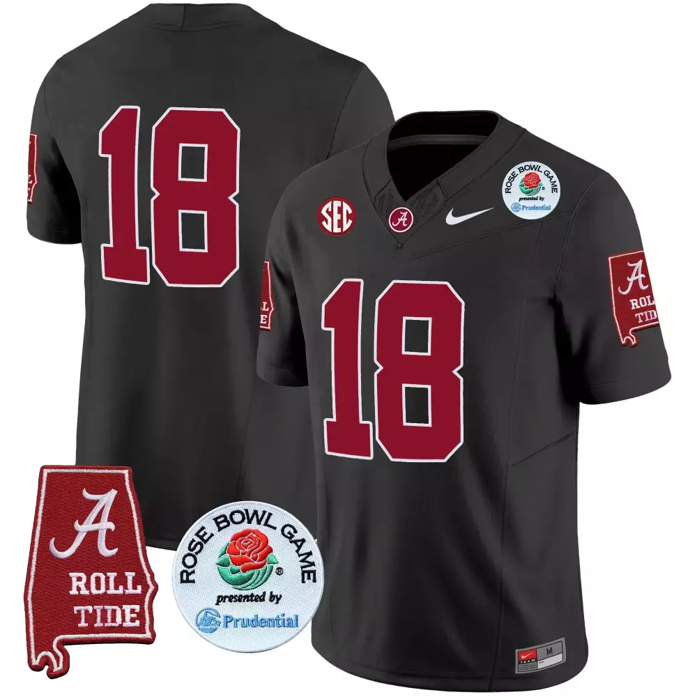 Jalen Hurts 18 Jersey Black Rose Bowl Game Alabama Crimson Tide Men Vapor Limited