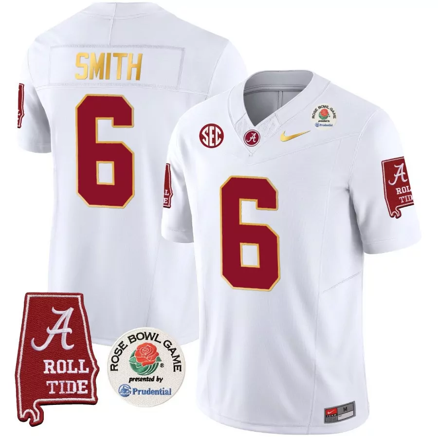 Devonta Smith 6 Jersey White Rose Bowl Game Alabama Crimson Tide Roll 2020 Men Vapor