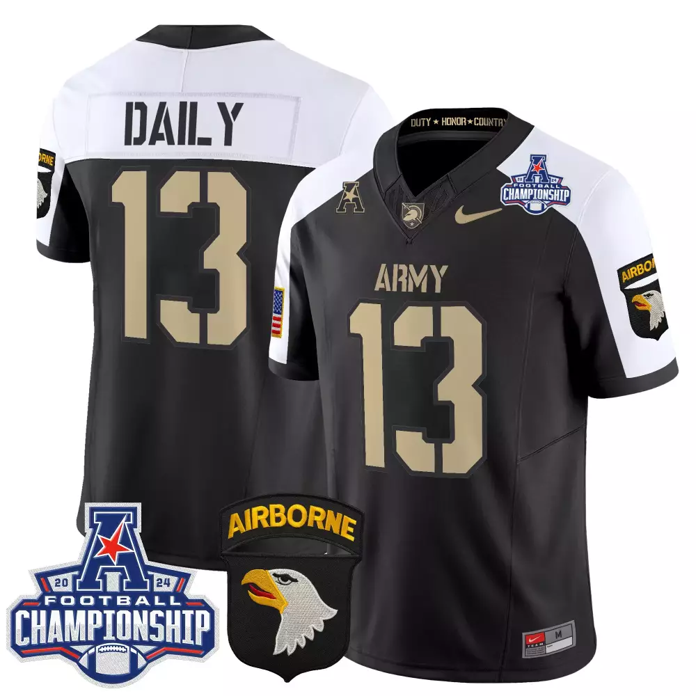 Reynolds Army 13 Jersey Black Airborne 2024 Army-navy Game Championship Men White