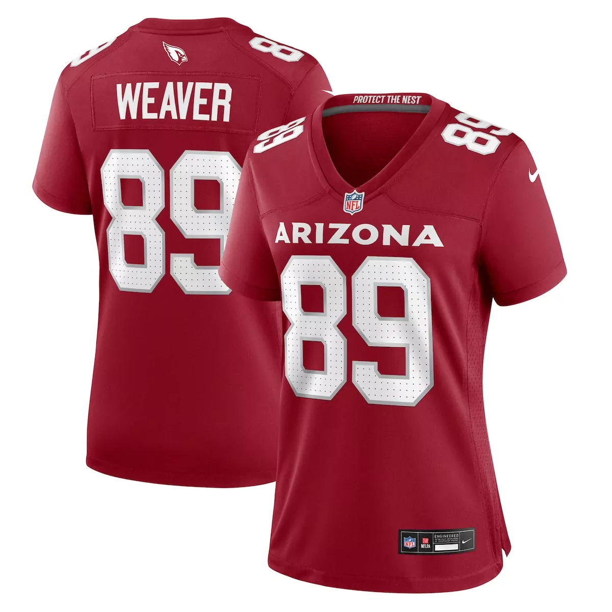 Xavier Weaver 89 Jersey Cardinal Red Arizona Cardinals Women Replica White Game