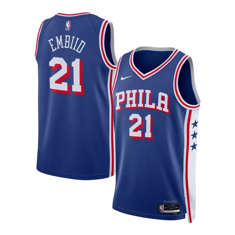 Joel Embiid 21 Philadelphia 76ers Jersey Blue Men White Red Unisex Swingman Icon