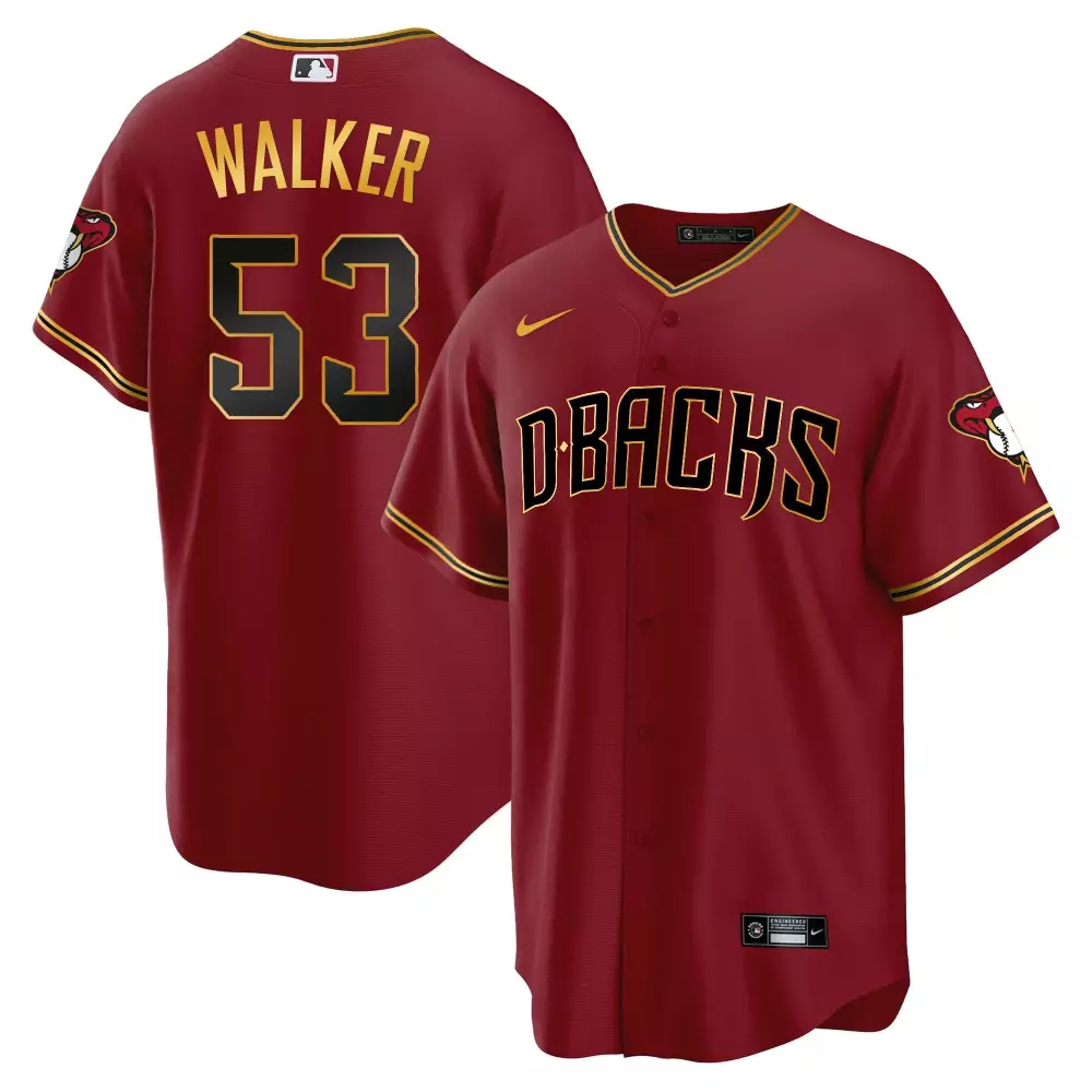 Christian Walker 53 Jersey Maroon Arizona Diamondbacks Men MLB Gold Black Cool Base