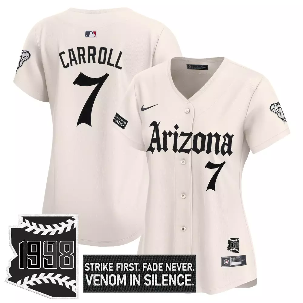 Corbin Carroll 7 Jersey Cream Venom Arizona Diamondbacks Fade Never Silence Men Black
