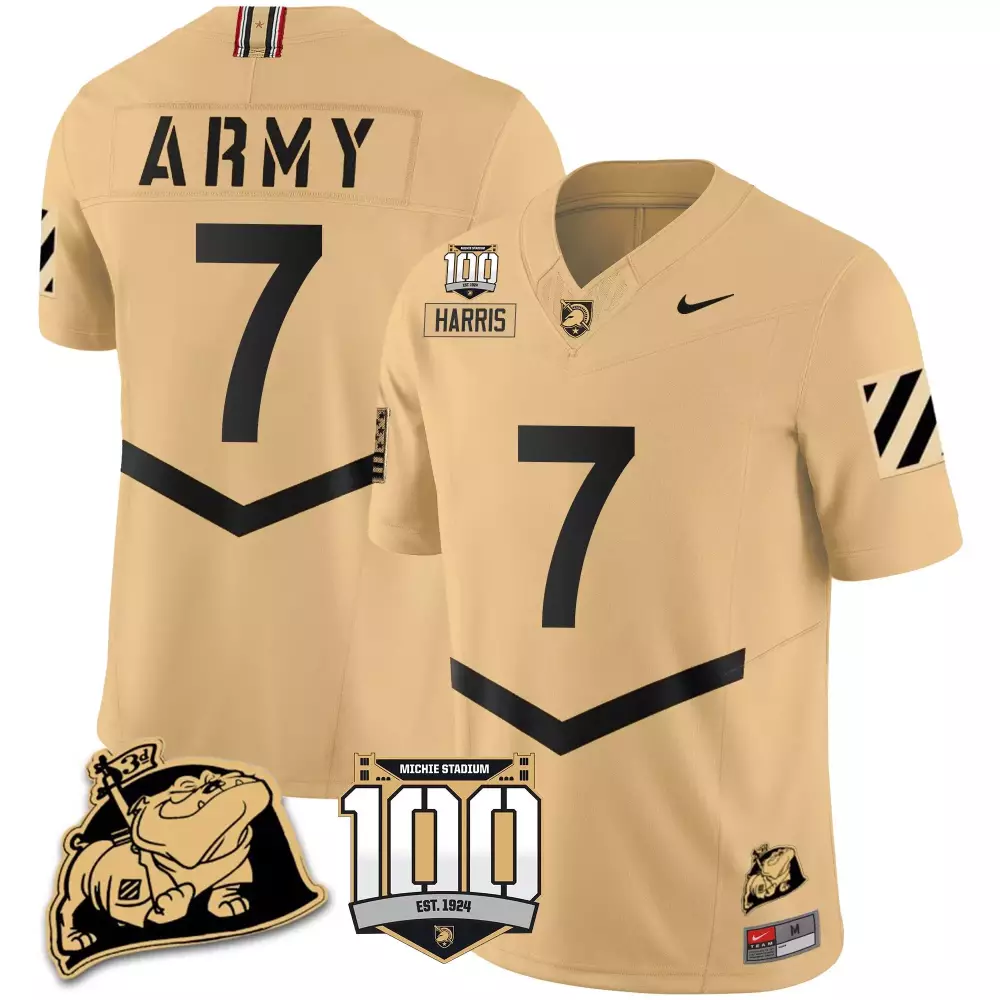 Jordan Harris 7 Army Jersey Tan 100th Anniversary Michie Stadium 100 1924 Black Knights 2024