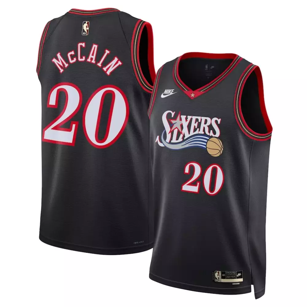 Jared Mccain 20 Jersey Black Philadelphia 76ers Men Red White Unisex Swingman Classic