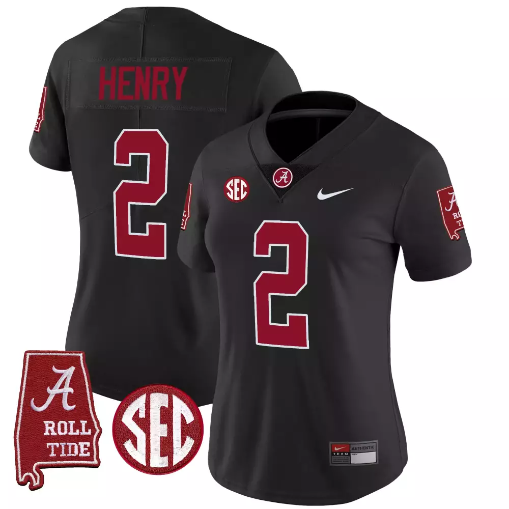 Derrick Henry 2 Jersey Black Alabama Crimson Tide Roll Women Vapor Limited v3 All