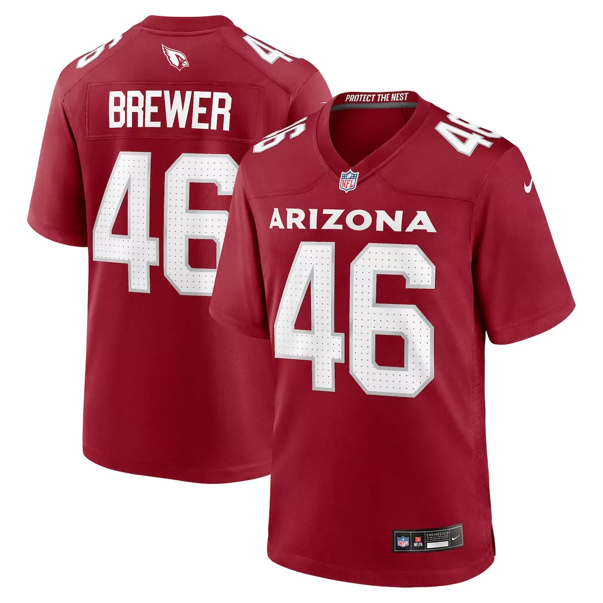 Aaron Brewer 46 Arizona Cardinals Jersey Cardinal Red Men NFL White Game
