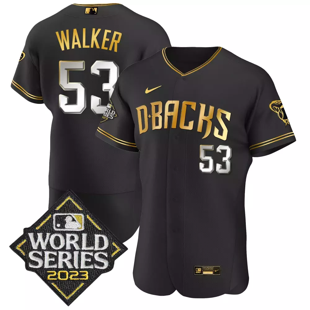 Walker 53 Arizona Diamondbacks Jersey Black World Series 2023 Men Gold White All