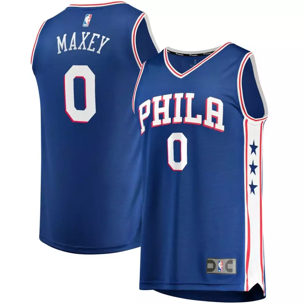 Tyrese Maxey Philadelphia 76ers Jersey Royal Blue Fanatics Men White Red Replica
