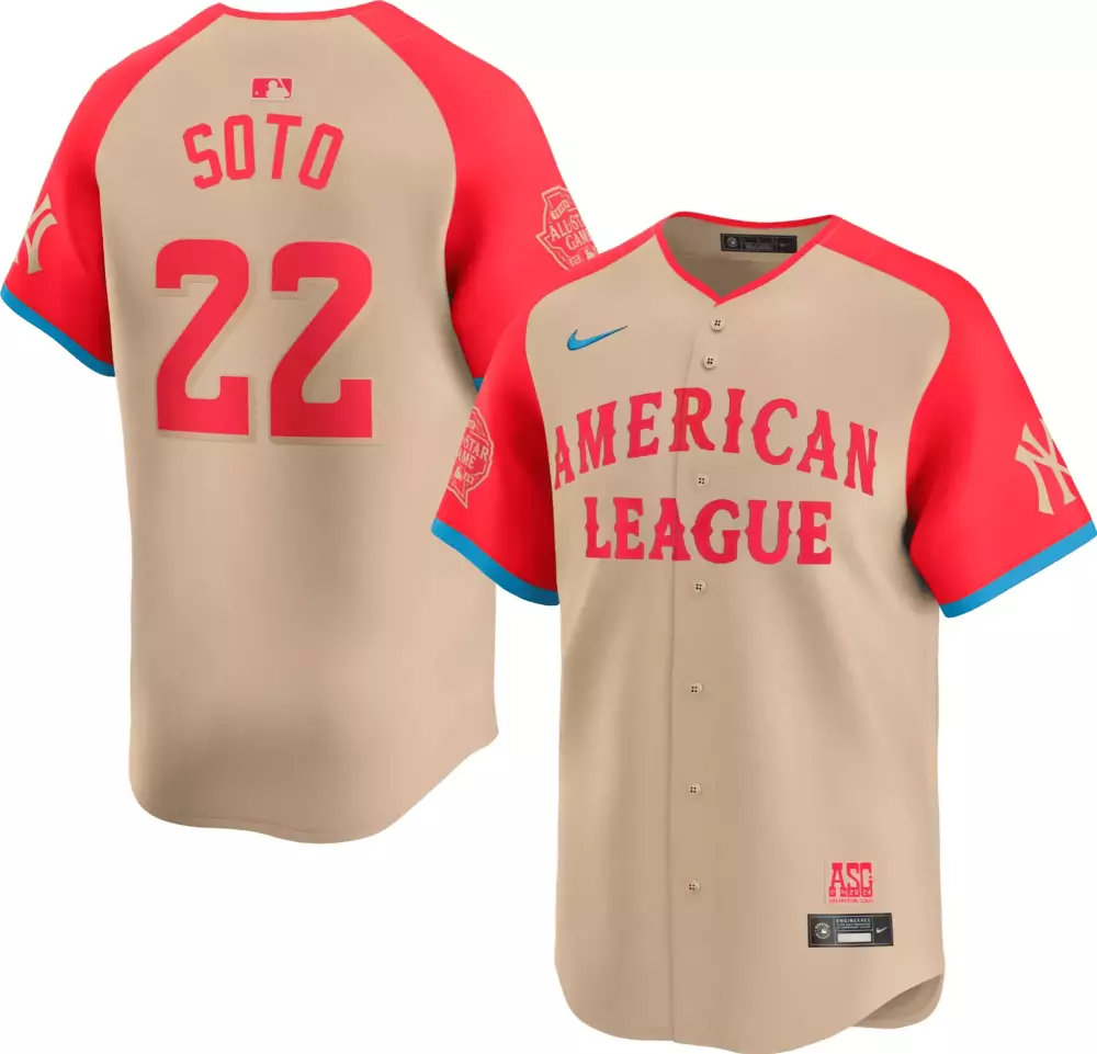 Juan Soto 22 American League Jersey Tan MLB All-star Game 2023 Men Red Blue Limited