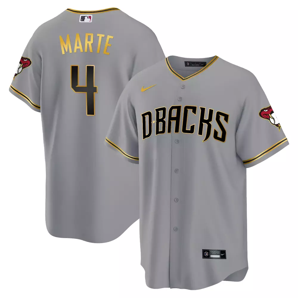 Ketel Marte 4 Jersey Gray Arizona Diamondbacks Men MLB Black Gold Stitched