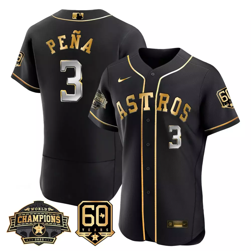Jeremy Pena 3 Astros Jersey Black 60th Anniversary World Champions 2022 60 Years 1962-2022