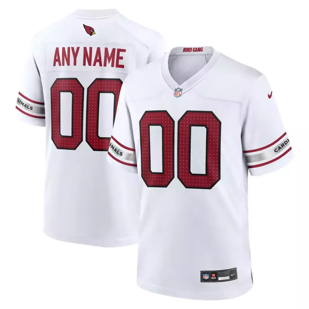 Arizona Cardinals Jersey White Bird Gang Men Red Silver Custom Game