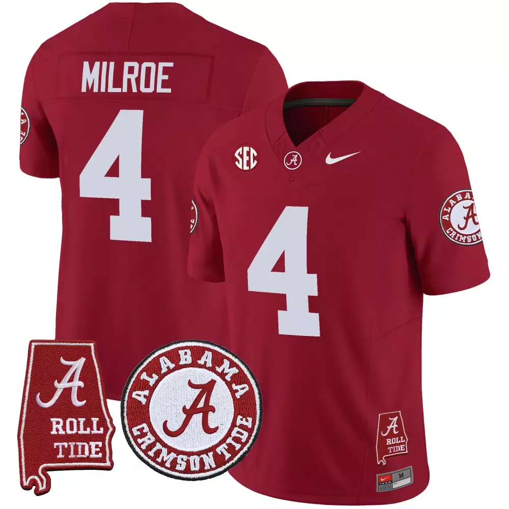 Jalen Milroe 4 Jersey Crimson Alabama Tide Roll Men White Vapor Limited v4 All Stitched