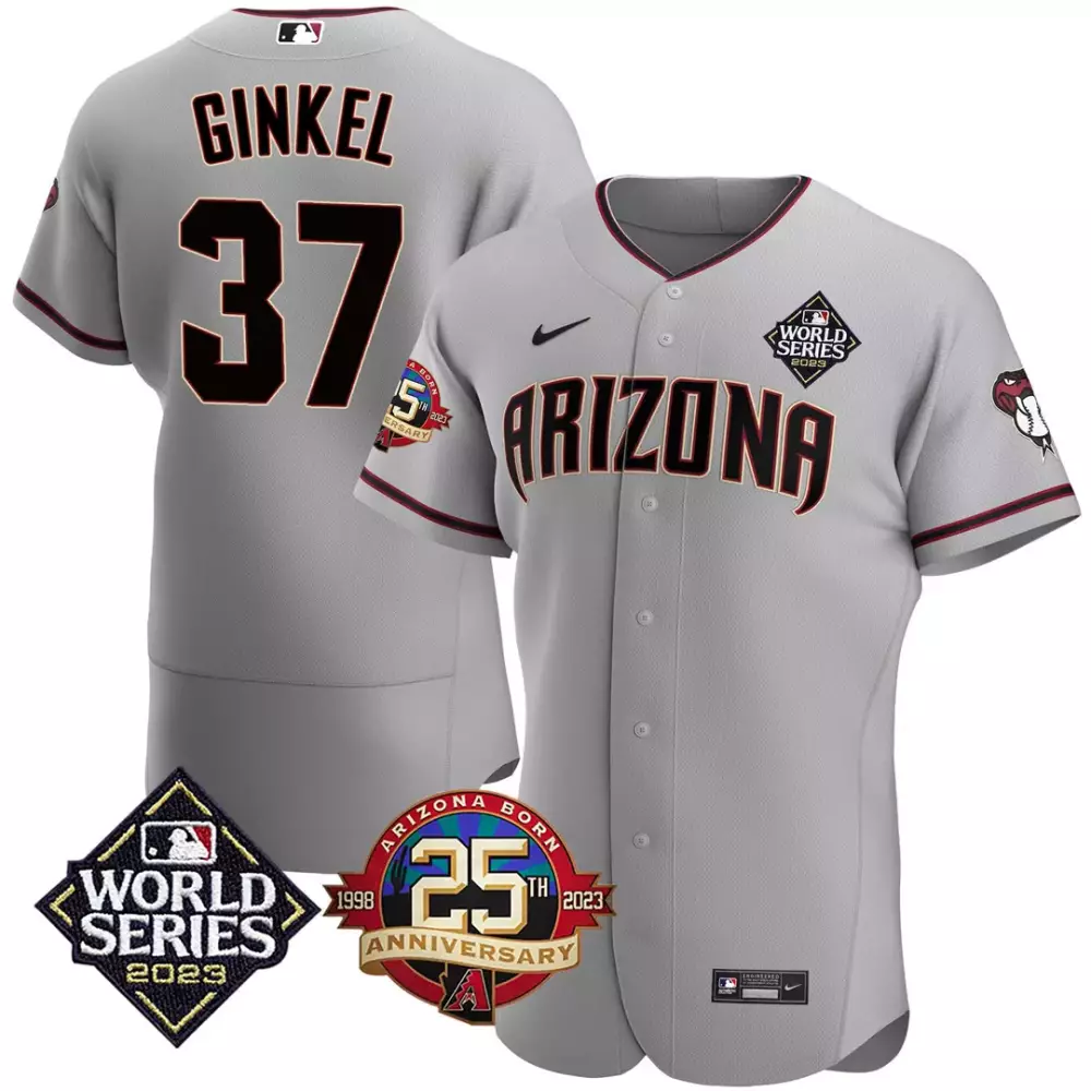 Kevin Ginkel 37 Jersey Light Grey World Series Arizona Diamondbacks 2023 25th Anniversary 1998-2023