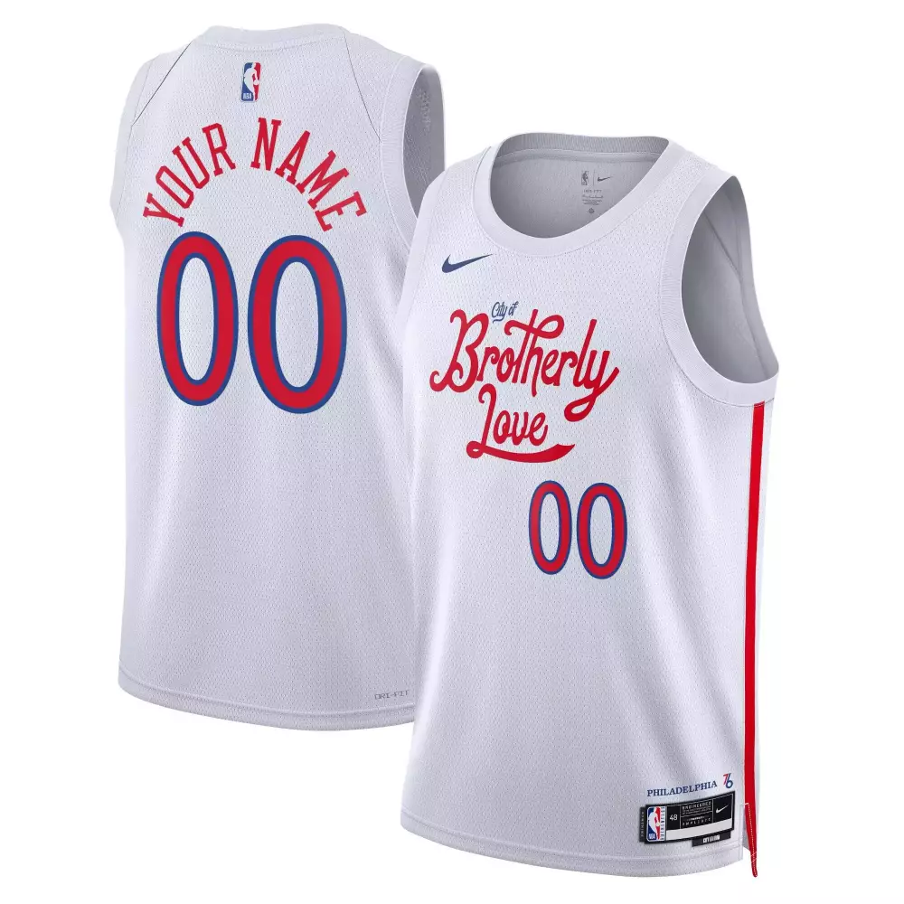 Custom Philadelphia 76ers Jersey White City Of Brotherly Love Men Red Blue All Stitched