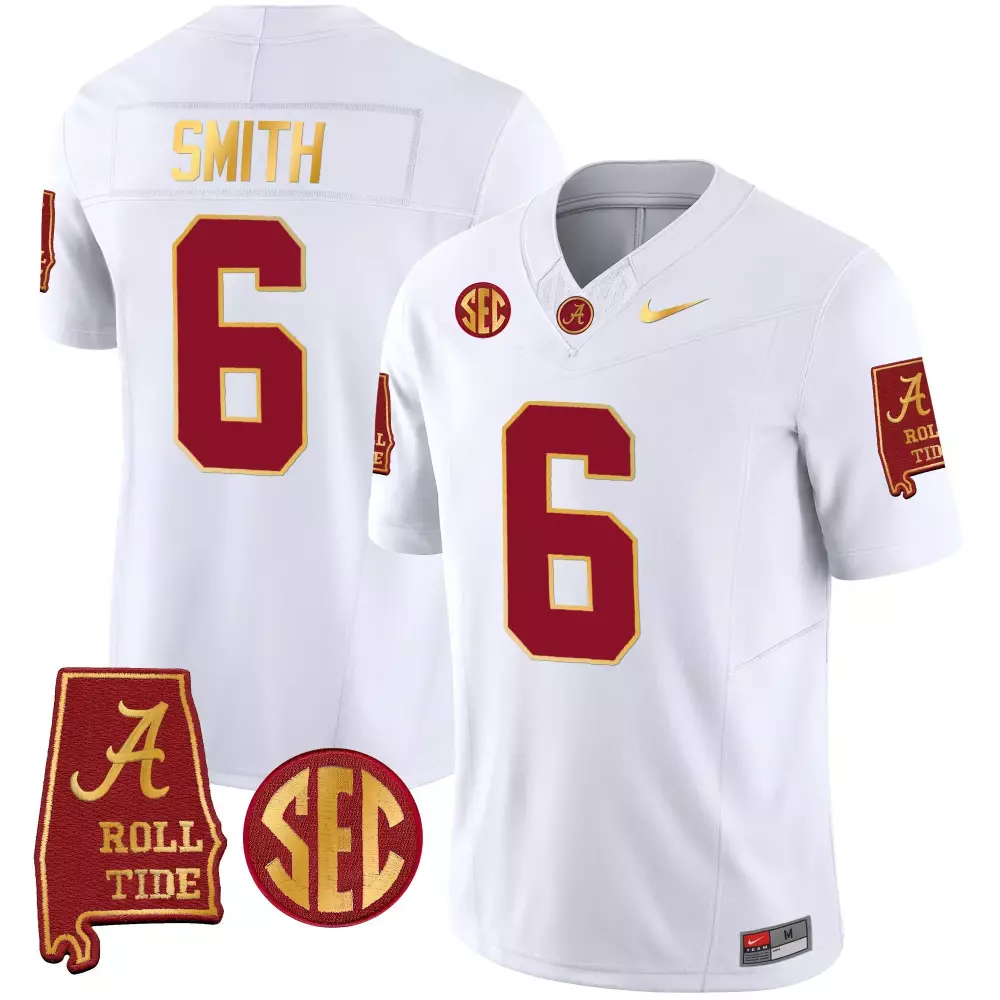 Devonta Smith 6 Jersey White Ncaa Alabama Crimson Tide Roll Men Gold Vapor v2 All