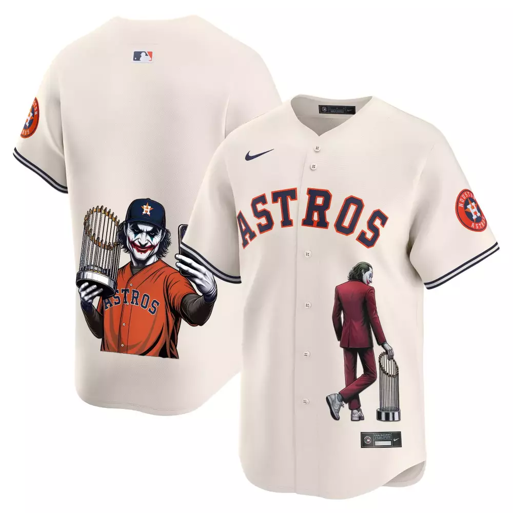 Steven Okert 1 Astros Jersey Cream Joker Custom Design Navy Orange Stitched