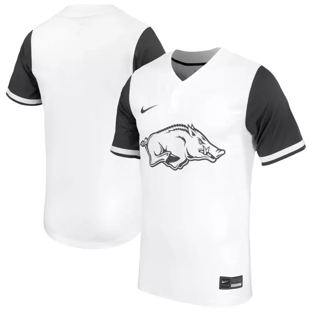 Custom Arkansas Jersey White Men Black Replica