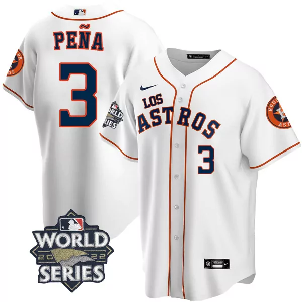 Jeremy Pea 3 Houston Astros Jersey White 2022 World Series Men Navy Blue Orange All