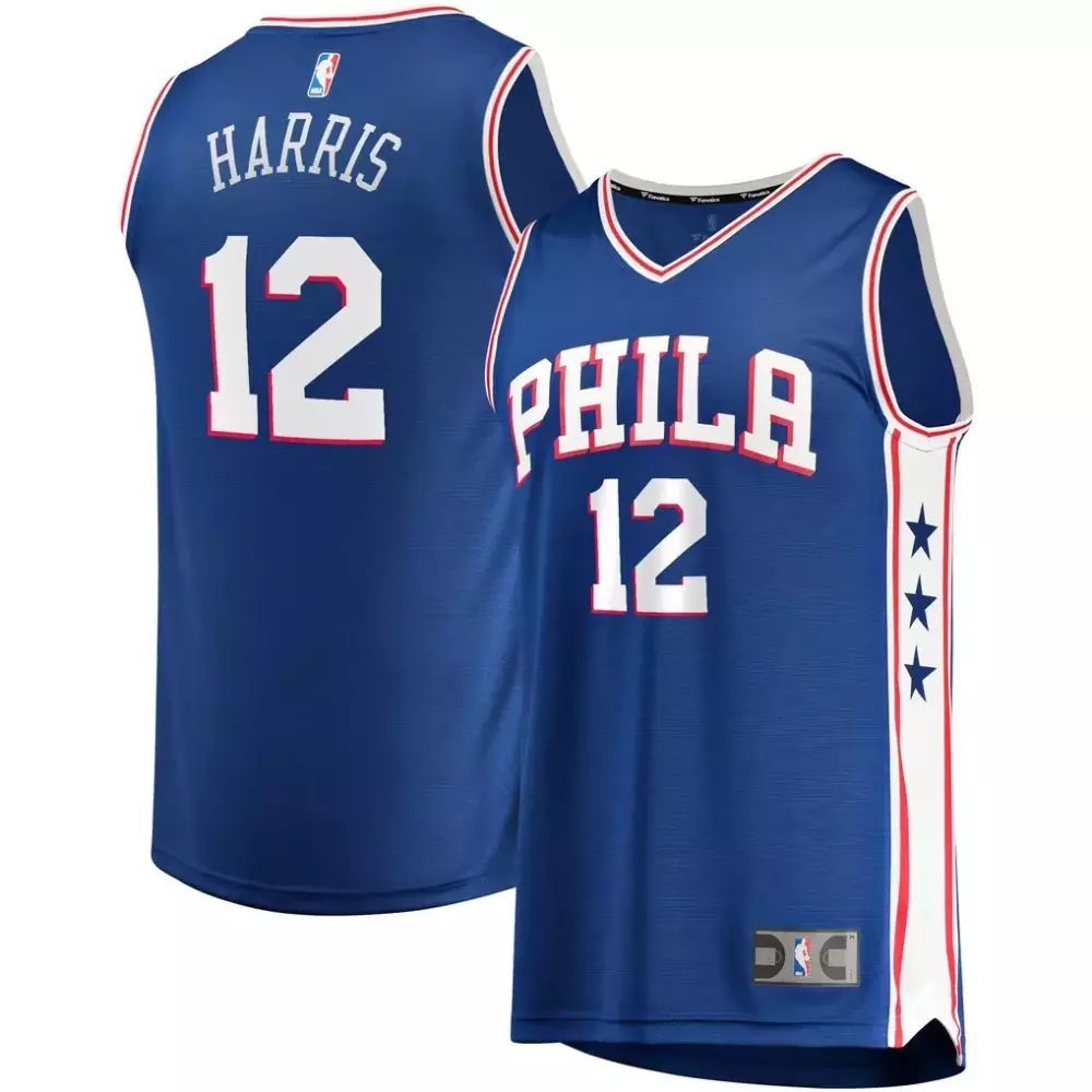 Tobias Harris 12 76ers Jersey Blue Men Replica White Red Icon