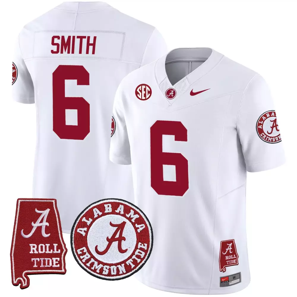 Devonta Smith 6 Jersey White Alabama Crimson Tide Roll Men Vapor Limited v4 All Stitched
