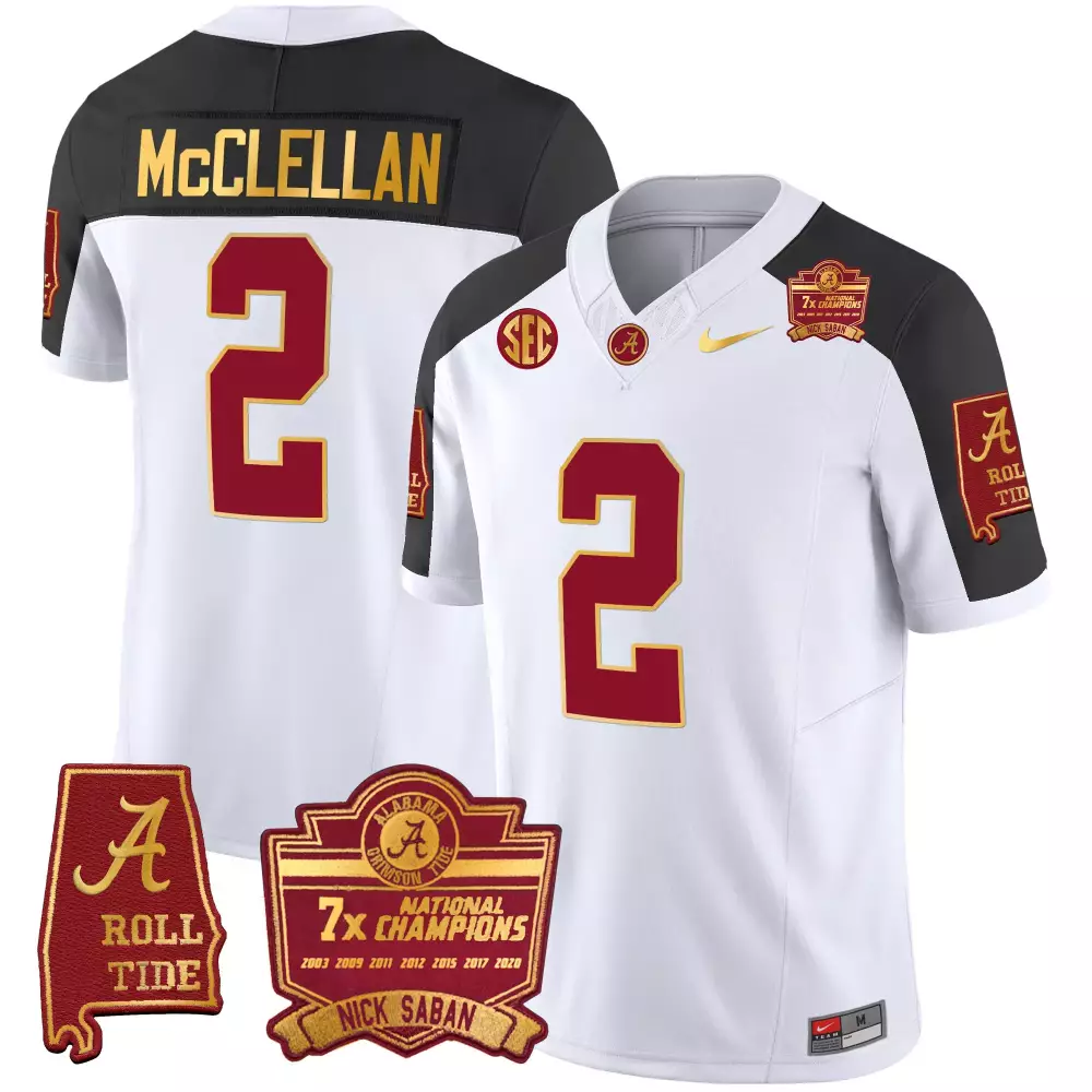 Jase Mcclellan 2 Jersey White Nick Saban 7x National Champions Alabama Crimson Tide Roll
