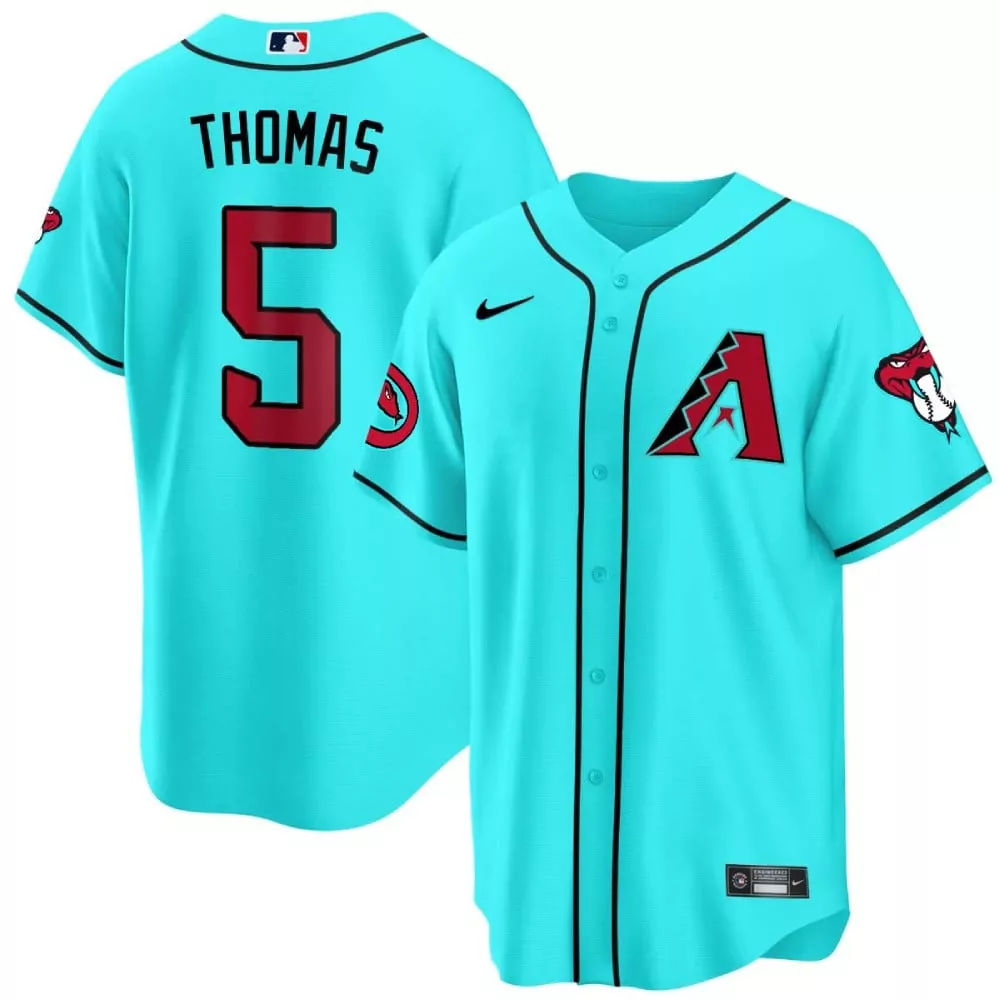 Alek Thomas 5 Jersey Aqua Arizona Diamondbacks Men Alternate Black Red Cool Base