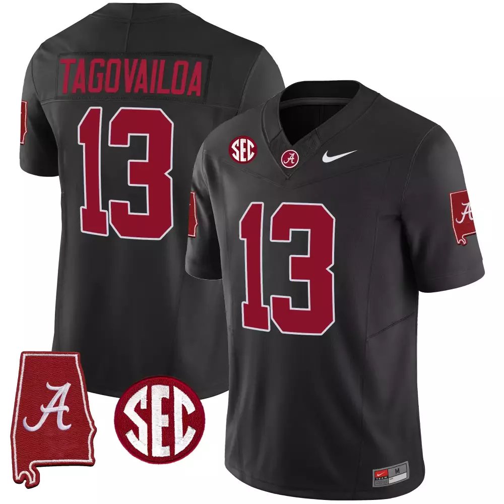 Tua Tagovailoa 13 Jersey Black Alabama Crimson Tide State Men Vapor Limited All Stitched