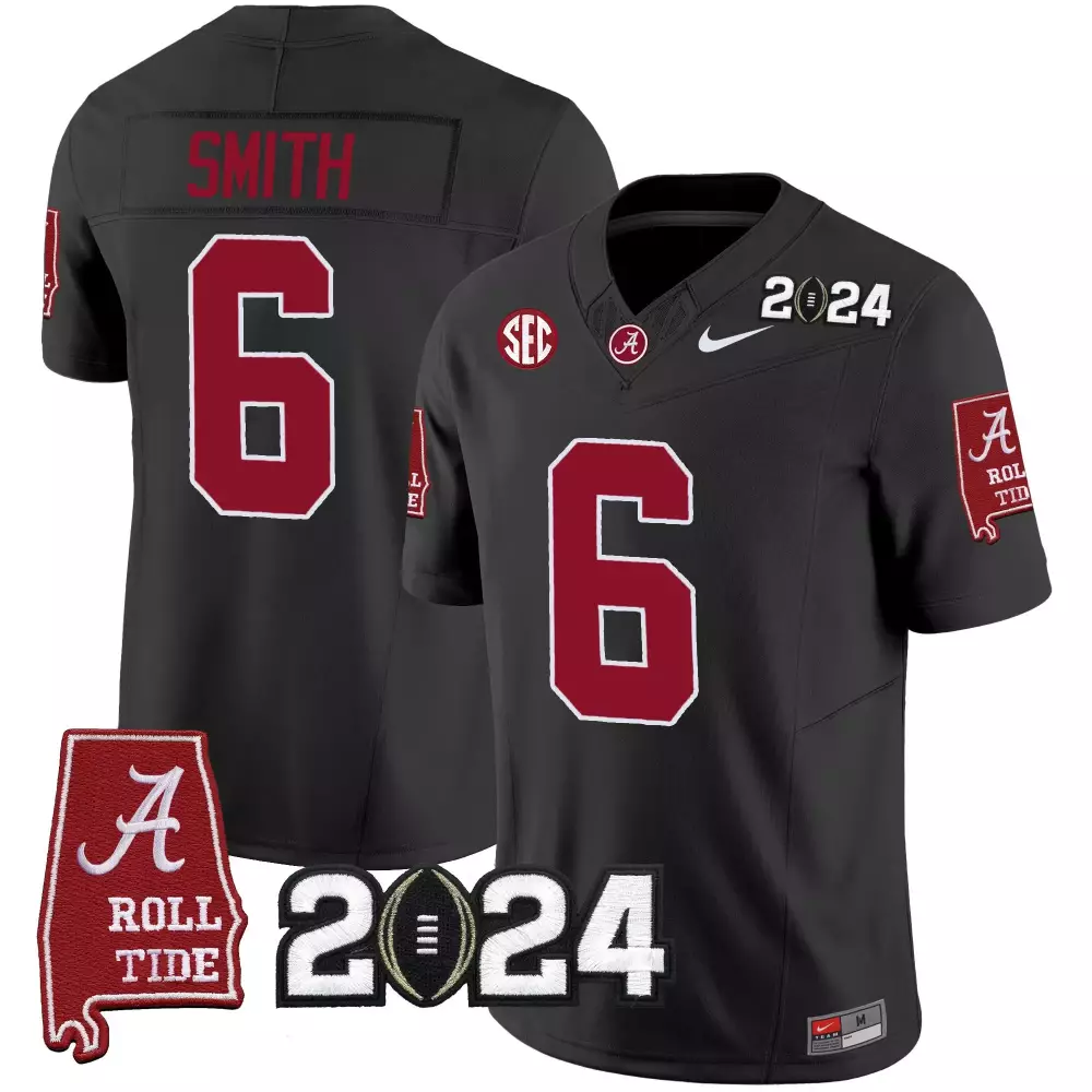 Devonta Smith 6 Jersey Black 2024 Championship Alabama Crimson Tide Roll Men White
