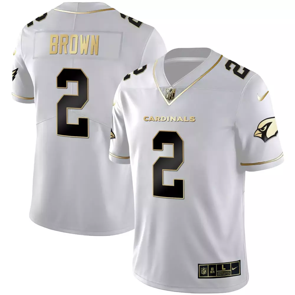Brown 2 Cardinals Jersey White Men Standard Black Gold Vapor Limited All Stitched