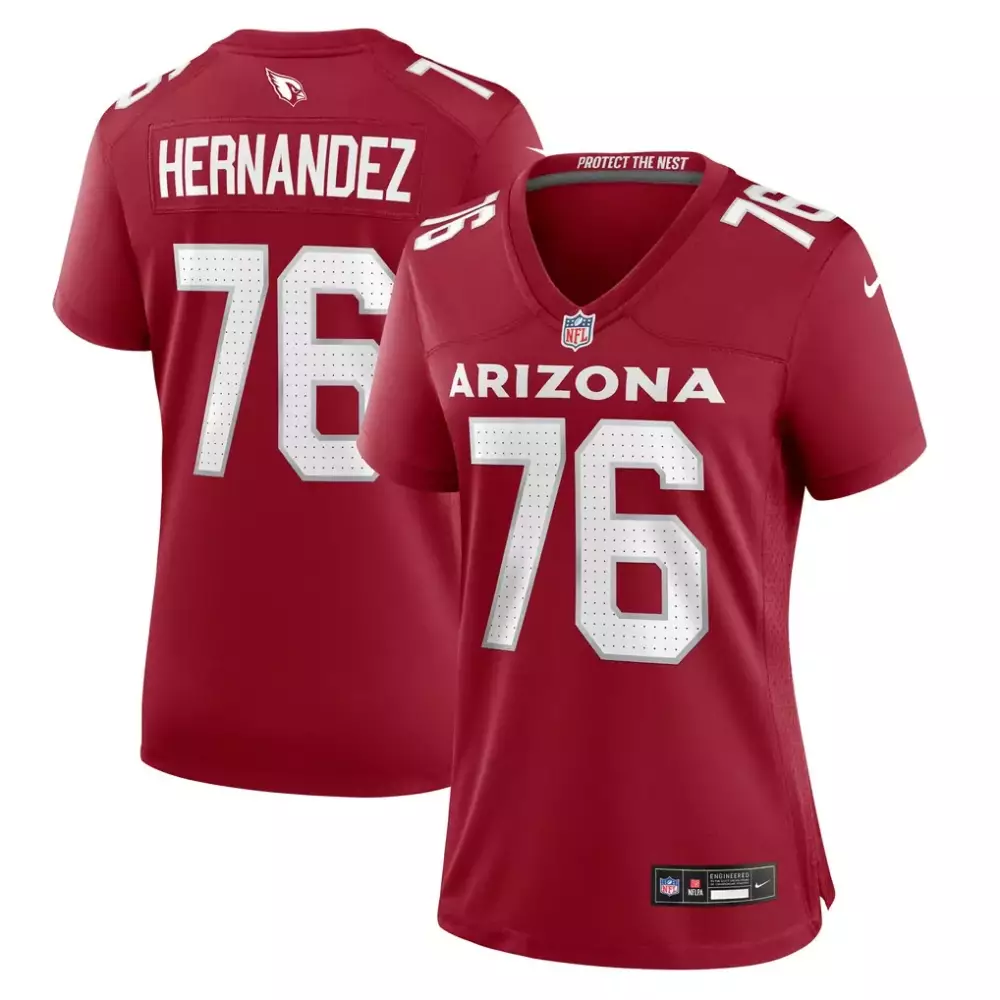 Will Hernandez 76 Jersey Cardinal Red Arizona Cardinals Women On-field White Game