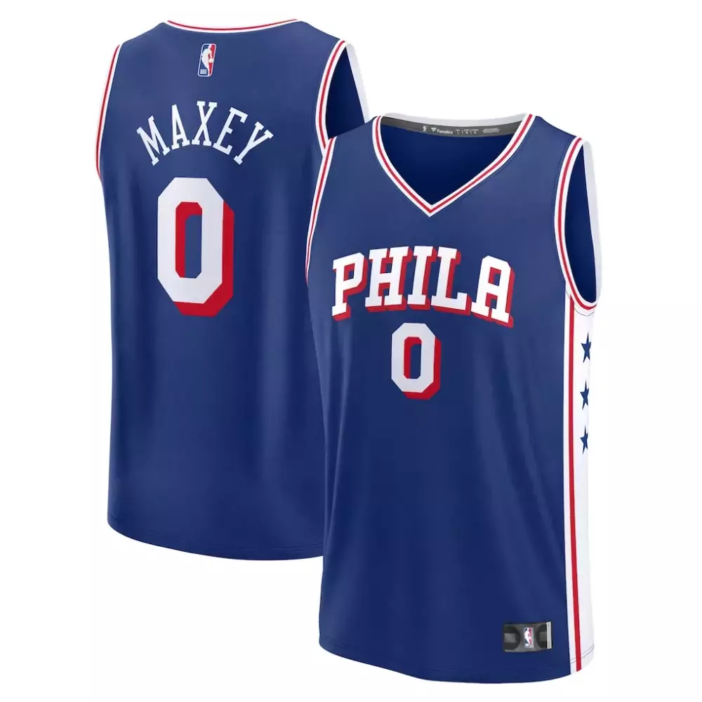 Tyrese Maxey Philadelphia 76ers Jersey Blue Men Red White Replica Icon