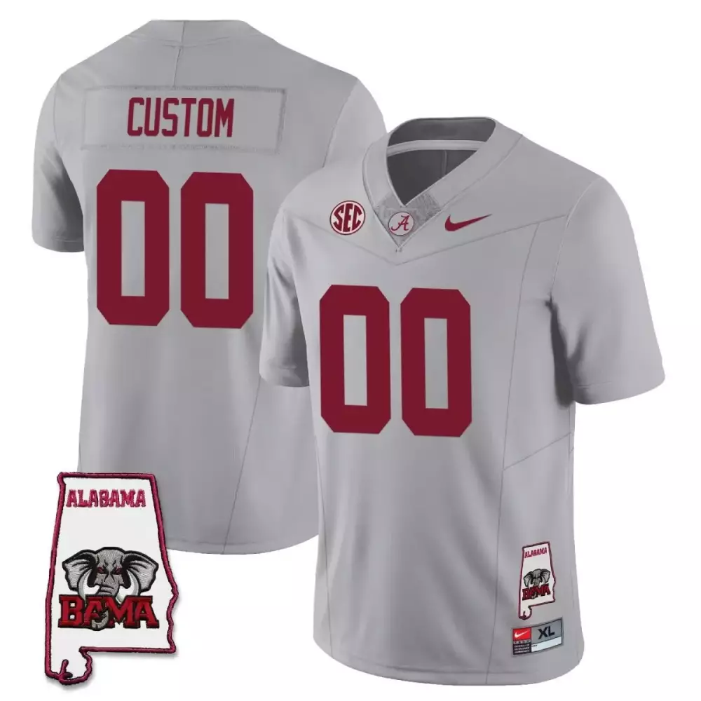 Custom Alabama Crimson Tide Jersey Gray Ncaa Men Stitched