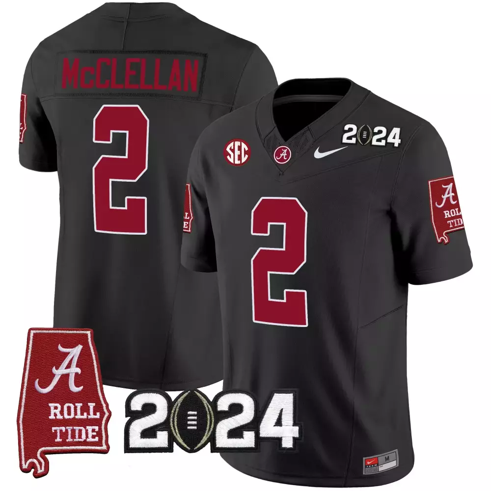 Jase Mcclellan 2 Jersey Black 2024 Season Alabama Crimson Tide Roll Men Vapor Limited