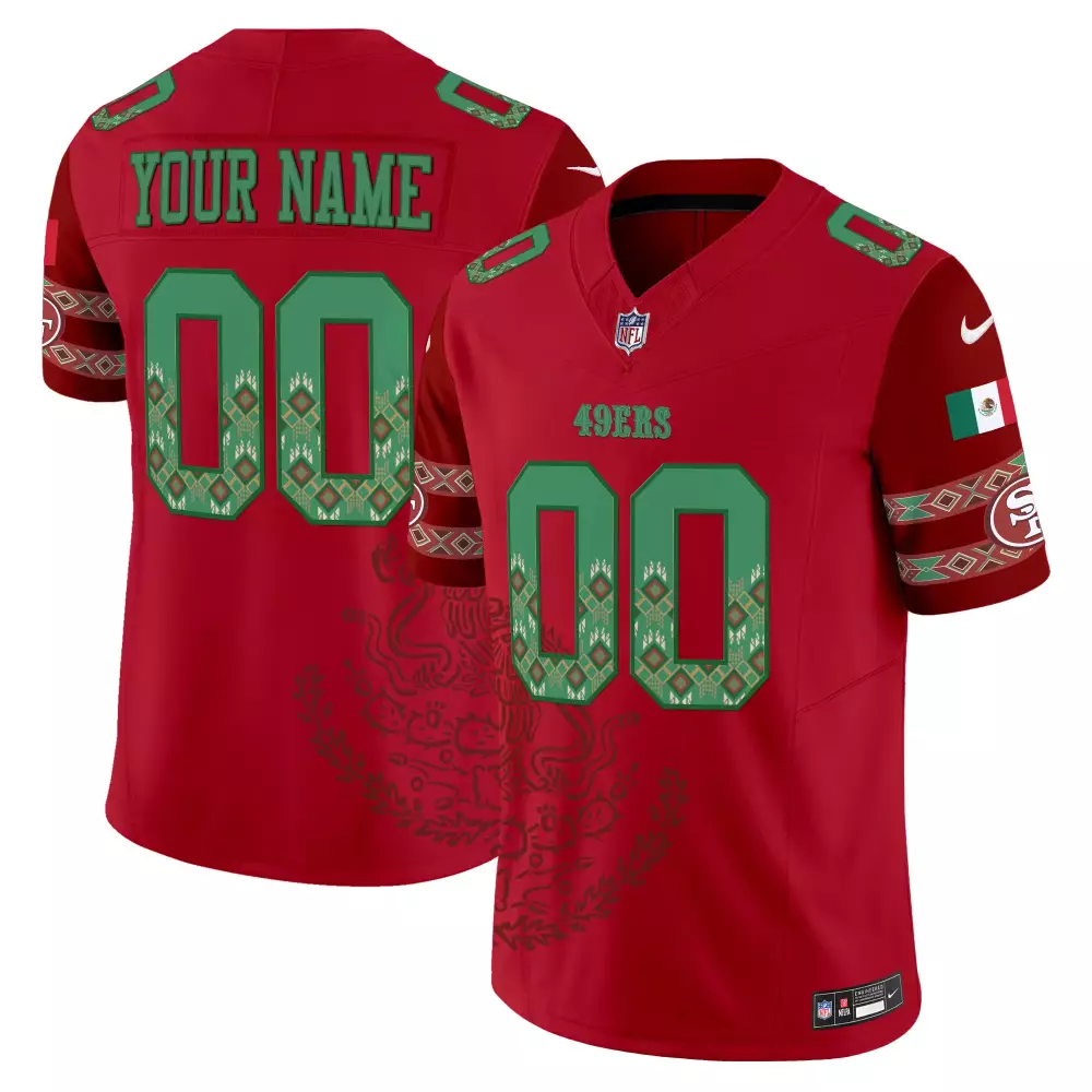 Custom San Francisco 49ers Jersey Red Mexico Flag Men Design Green All Stitched Vapor