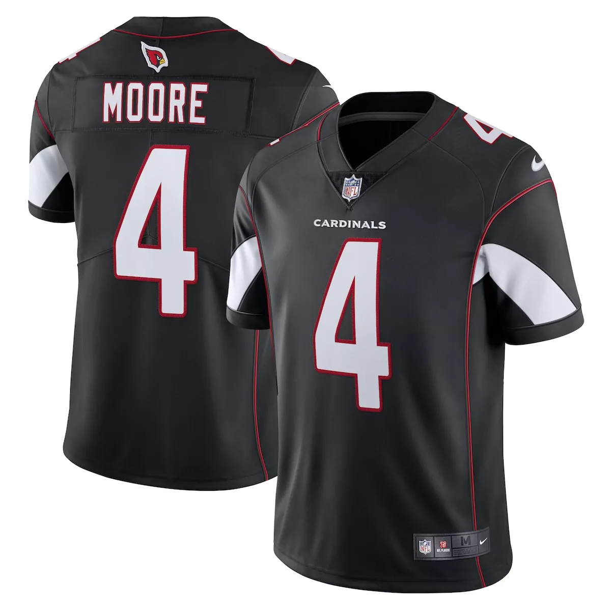 Moore 4 Cardinals Jersey Black Men Replica White Red Alternate Vapor Limited