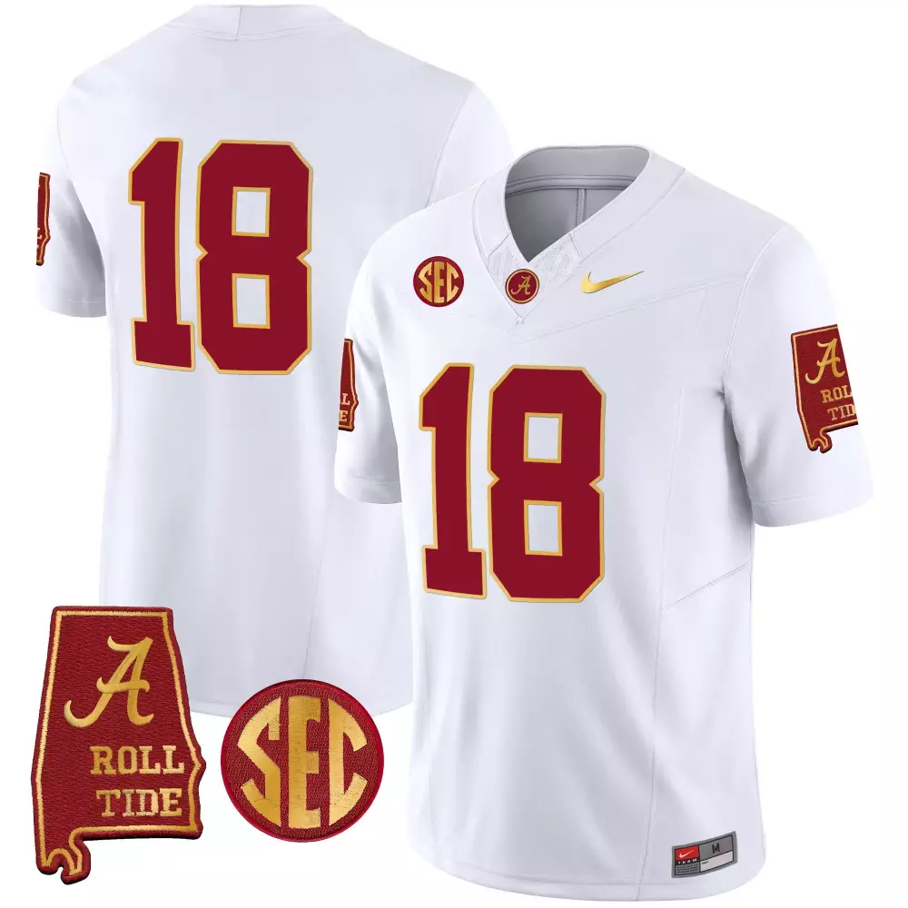 Young 18 Alabama Crimson Tide Jersey White Roll Men Gold Vapor v3 All Stitched