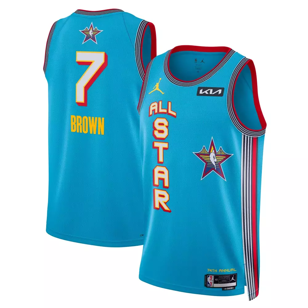 Brown 7 All-star Jersey Blue 74th Annual Kia Men Split Design Red White Yellow All