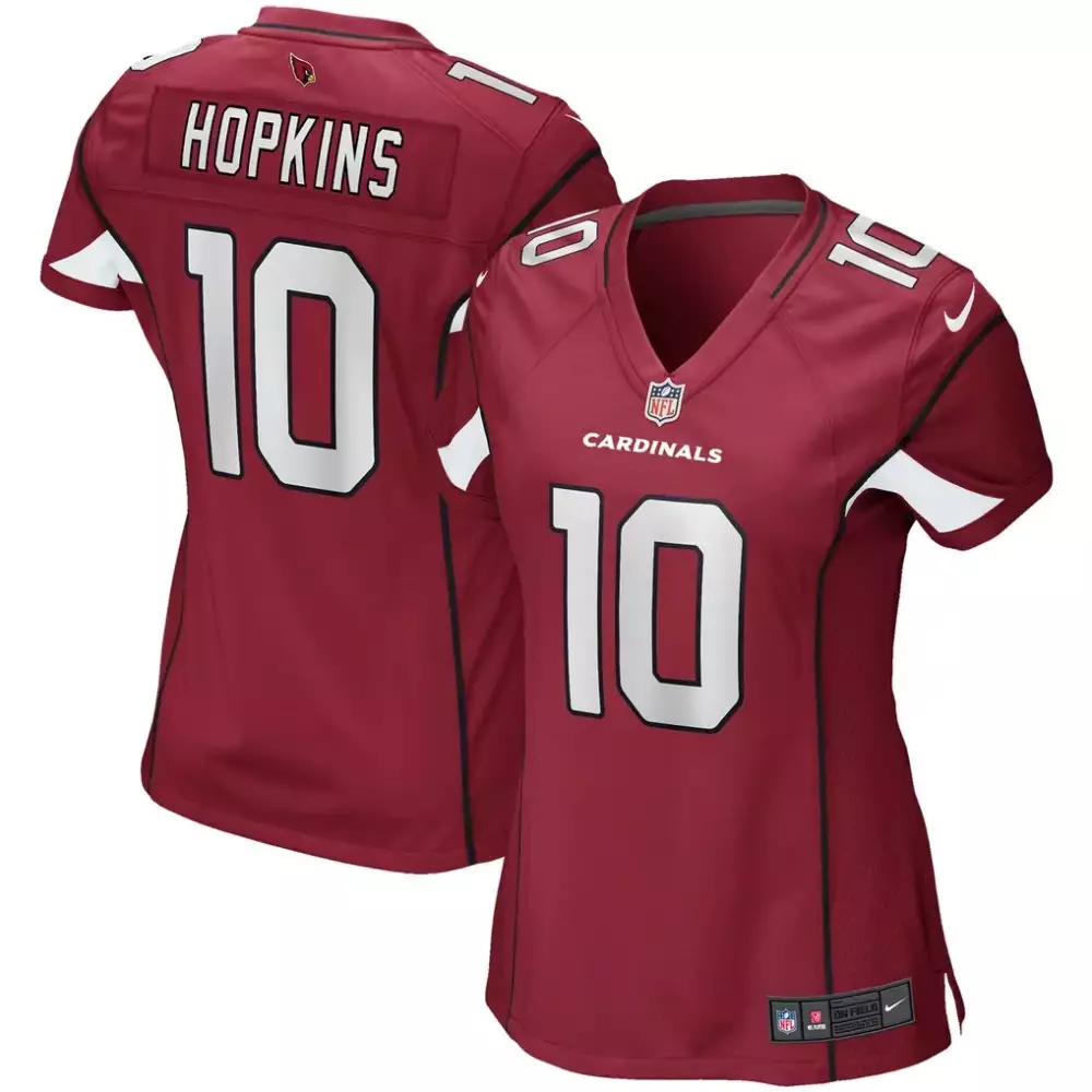 Deandre Hopkins 10 Cardinals Jersey Maroon Women NFL White Black Game