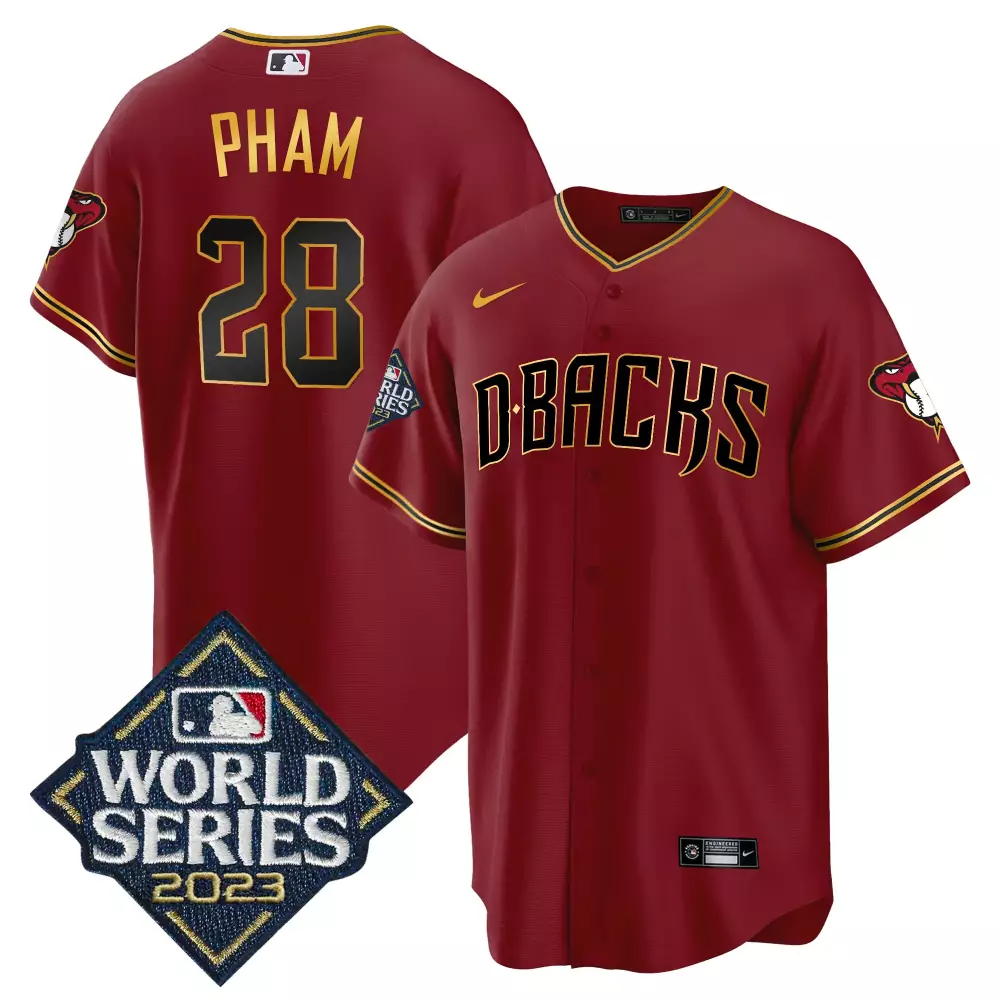Tommy Pham 28 Diamondbacks Jersey Maroon World Series 2023 Men Gold Black All Stitched