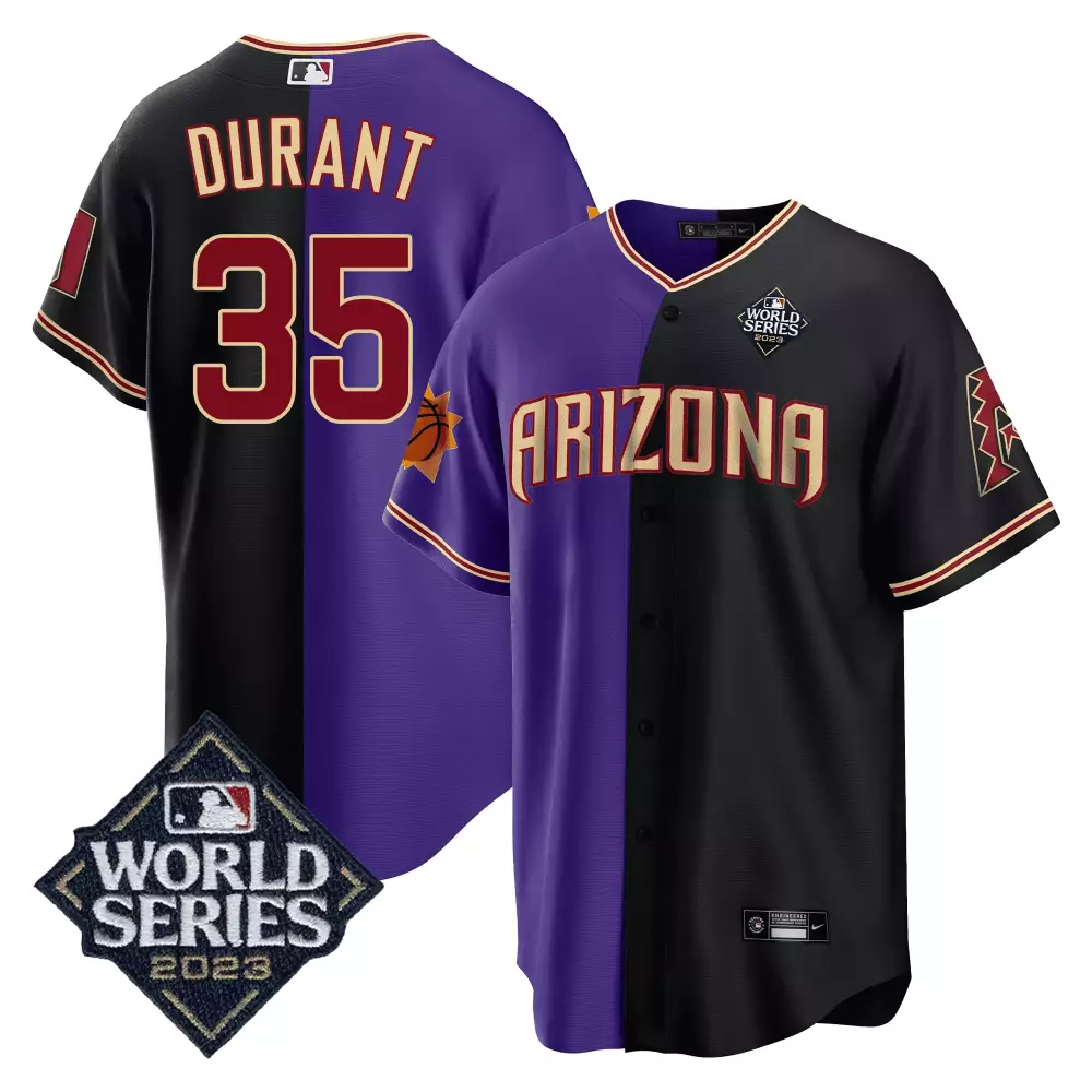 Kevin Durant 35 Jersey Purple 2023 World Series Arizona Diamondbacks Men Split Design