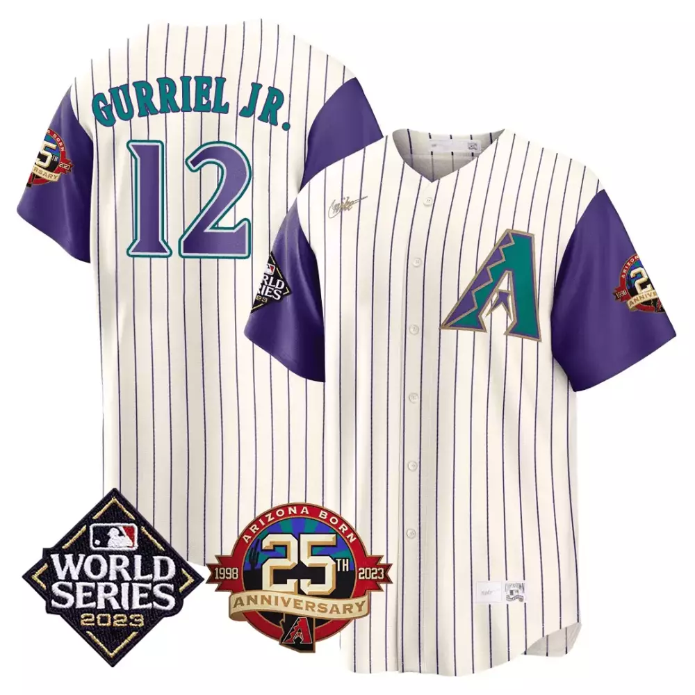 Gurriel Jr. 12 Jersey White World Series Arizona Diamondbacks 2023 25th Anniversary 1998-2023
